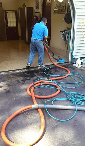 Cleaning an epoxy coated floor