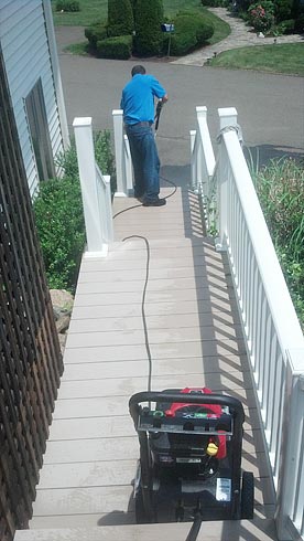 Power Washing a Deck in Clinton CT